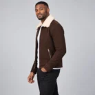 Brown Suede Jacket side pose