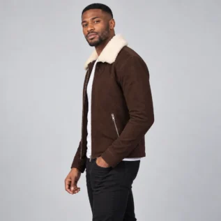 Brown Suede Jacket side pose